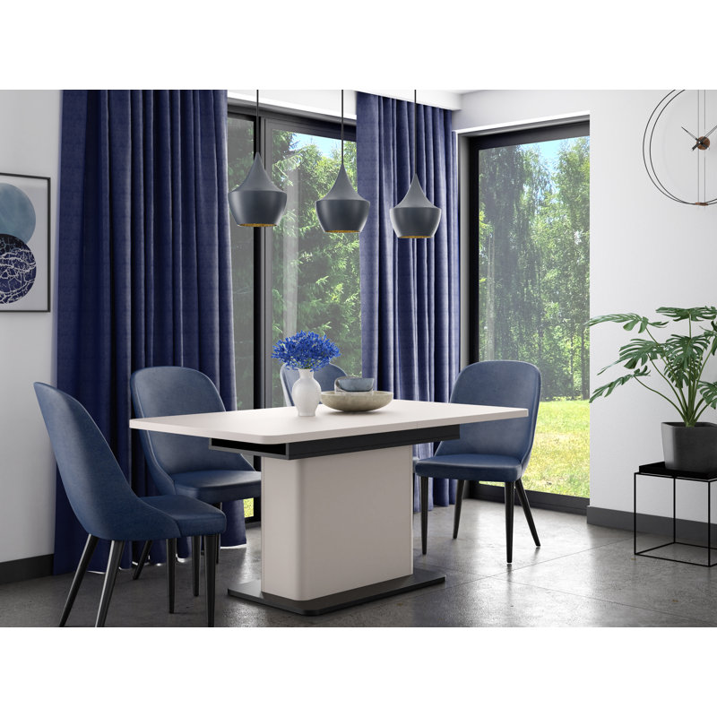 Andia Extendable Dining Table, 75.4cm H x 90cm W x 160cm L, Grey