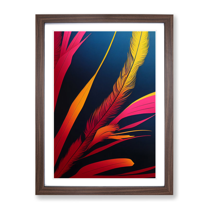 Striking Feathers - Framed Print, 64cm H x 46cm W, Walnut