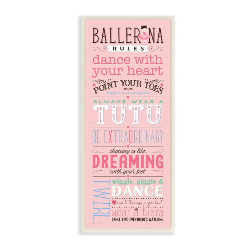 Décoration murale Brennan Ballerina Rules Dance Kids, H 17 po x l 7 po x P 0,5 po, Plaque murale