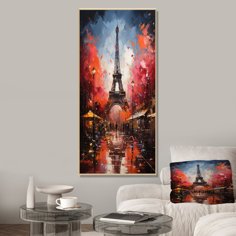 Tour Eiffel colorée à Paris - Art mural de la ville de Paris, Cadre photo argenté, H 32 po x l 16 po