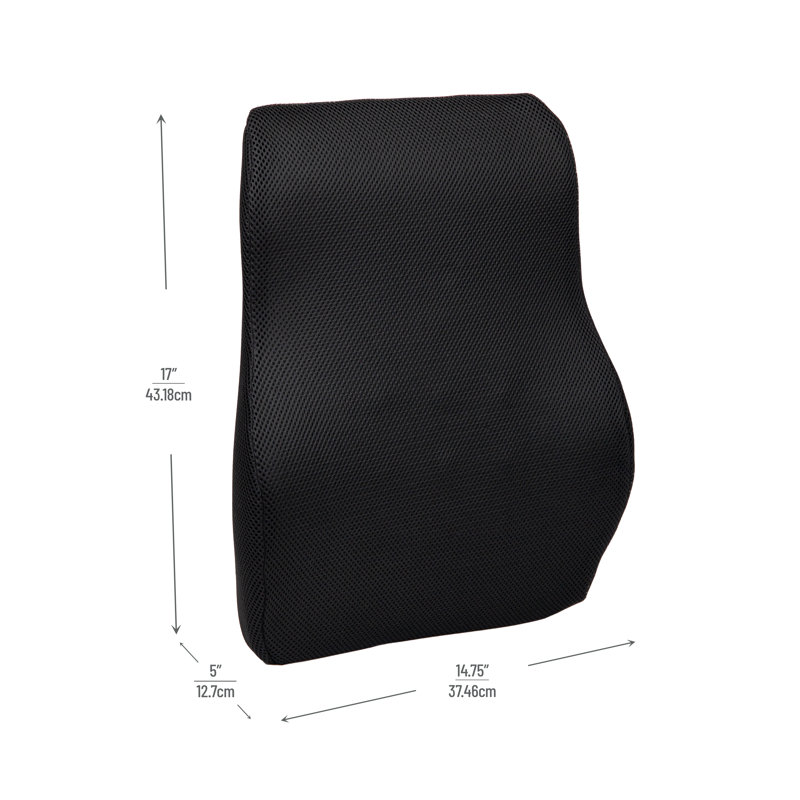 Black Ergonomic Memory Foam Office Chair Back Cushion