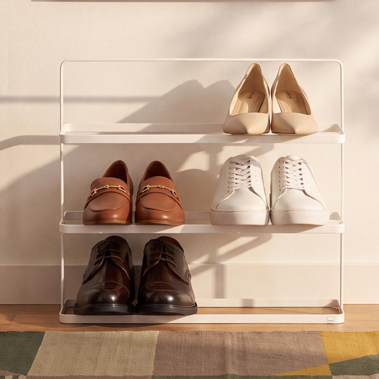 Yamazaki Home Wide Shoe Rack, White
