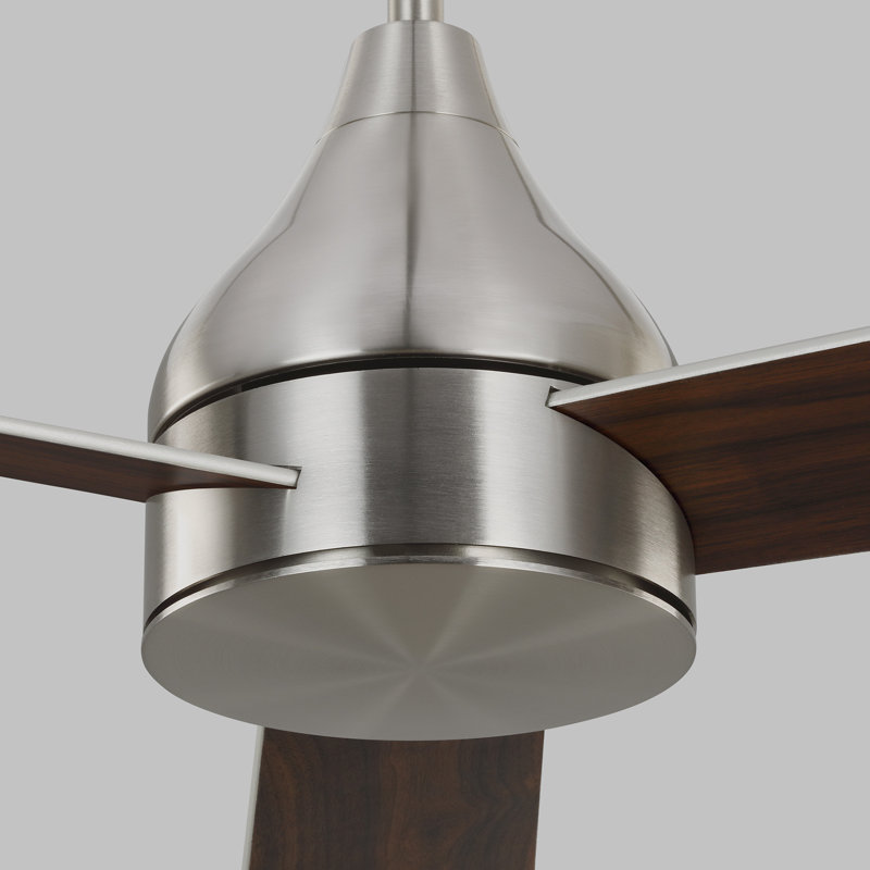 Smart LED Ceiling Fan, 60 inches, Brushed Steel with Silver/Walnut Reversible Blades