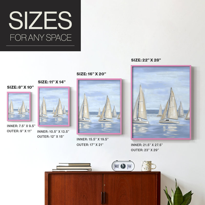 NAUTICAL Series V, reproduction encadrée - bois massif, H 15 po x l 12 po, Rose