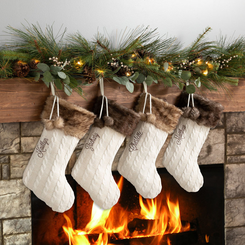Fur Cuff Cable Knit Stocking, Yes