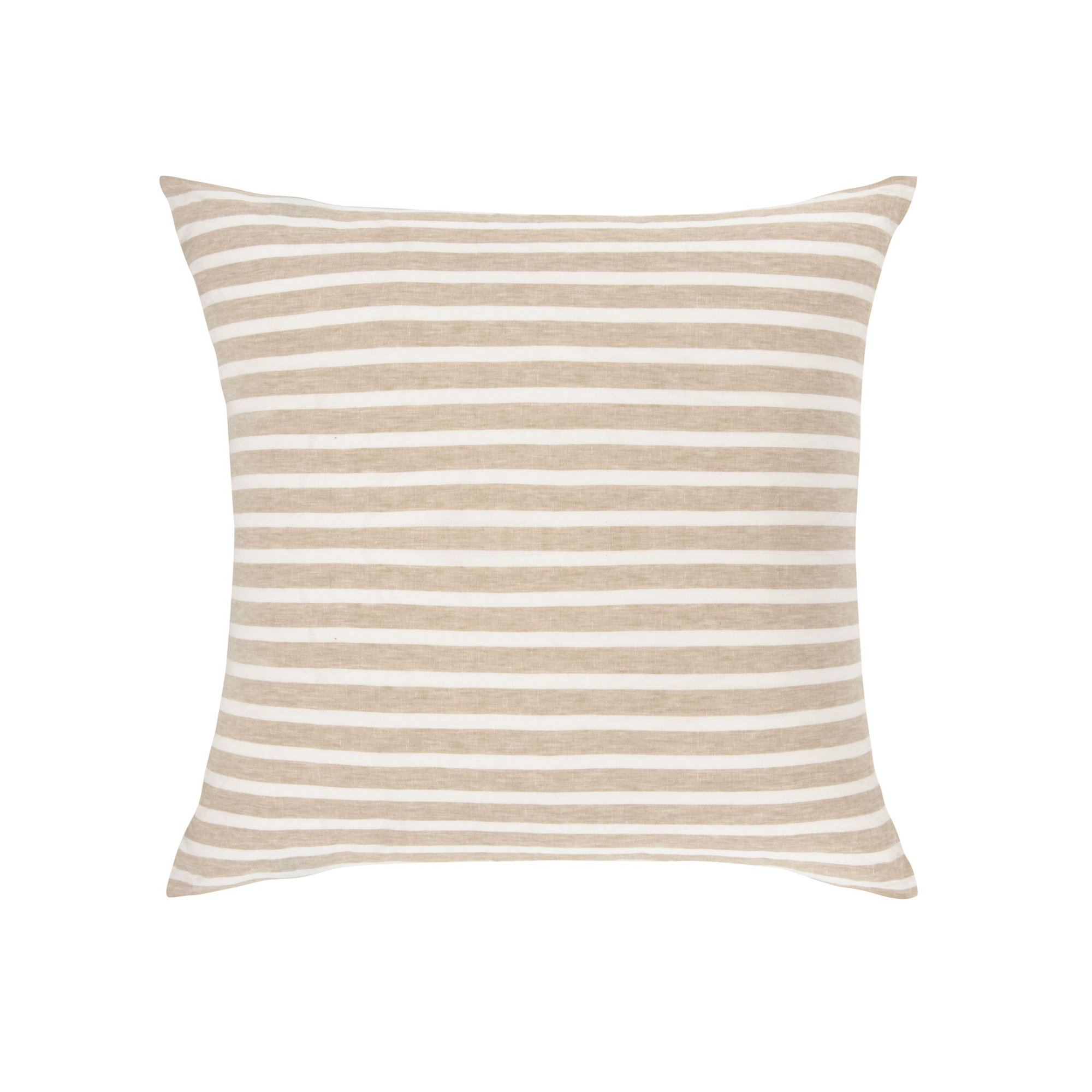 100% French Linen Pillow Sham, Putty & Cream Stripe, Square 20"