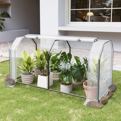 Mini Greenhouse, Portable Quick-Setup, Waterproof UV Protected PE Cover, for Outdoors Garden, 2' H x 4'W x 2'D Clear