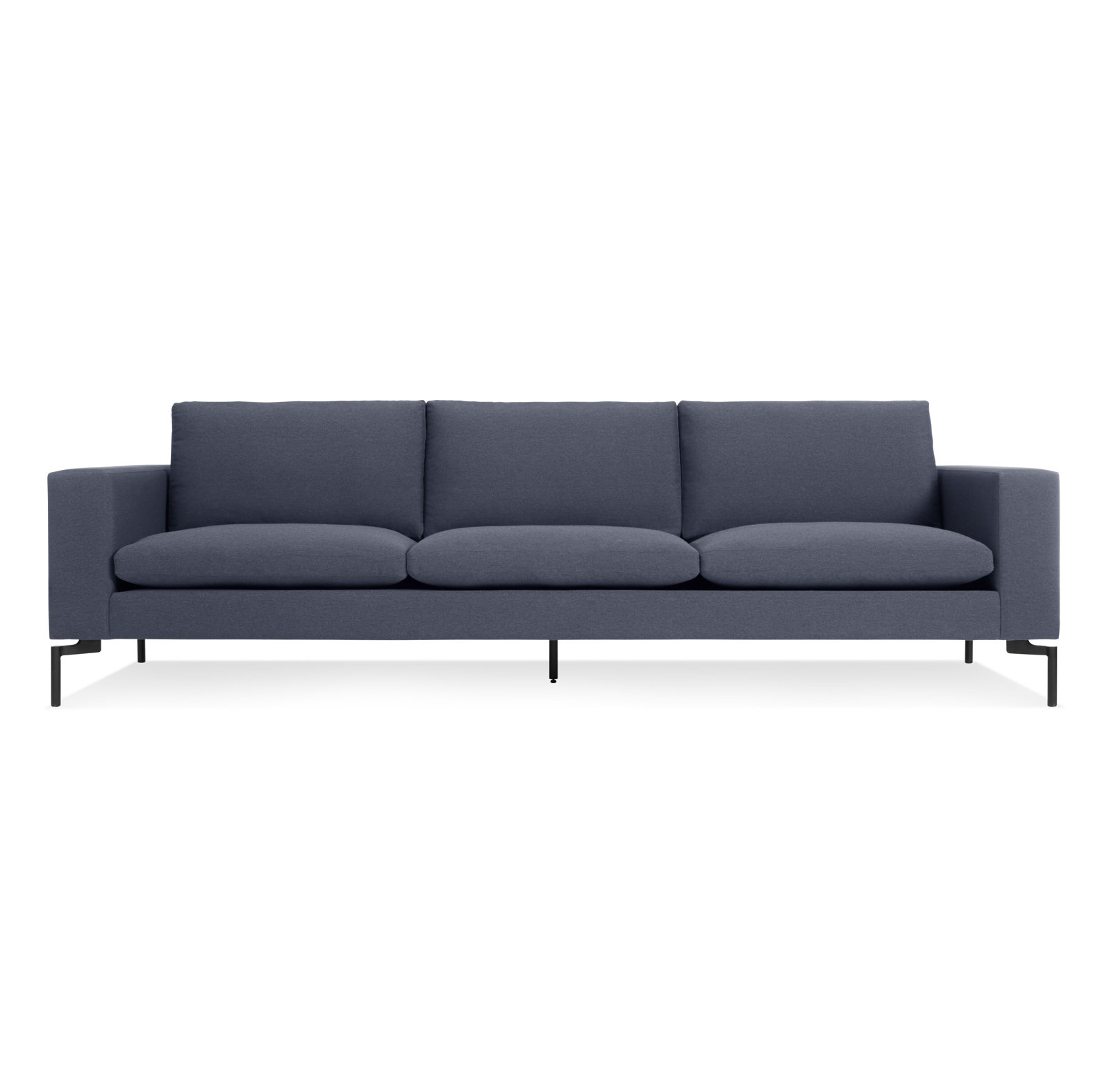 New Standard Upholstered Sofa, Black, 32" H x 104" W x 35" D, Nixon Blue Acrylic
