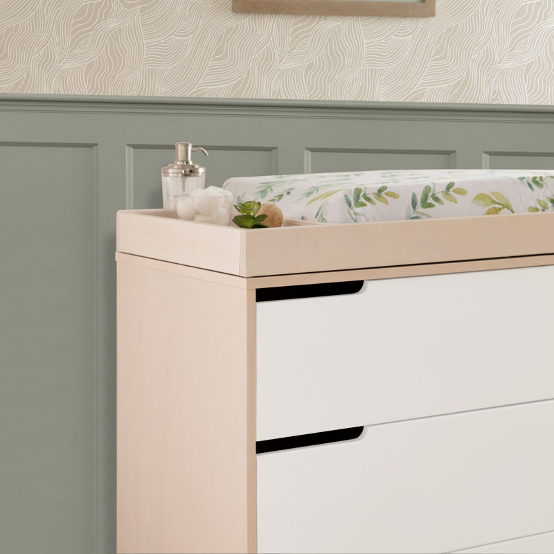 Hudson 3-Drawer Changer Dresser with Removeable Changing Tray, Washed Natural/White