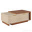 Table basse extensible en noyer et chêne de 42,13 po avec 2 tiroirs de rangement, table centrale bicolore avec plateau coulissant, table de cocktail rectangulaire multifonctionnelle en bois avec rangement caché pour le salon