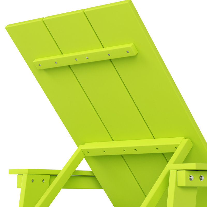 Joubert 77.6" Long Outdoor All-Weather Poly Reclining Single Chaise, Lime