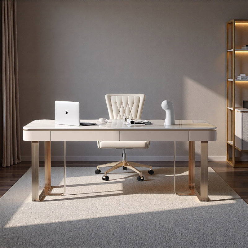 Luxury Minimalist Sintered Stone Desk, 29.5" H x 47.2" W x 27.6" D