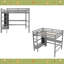 Lit mezzanine double avec tablettes multifonctionnelles et bureau sous le lit-2069655689