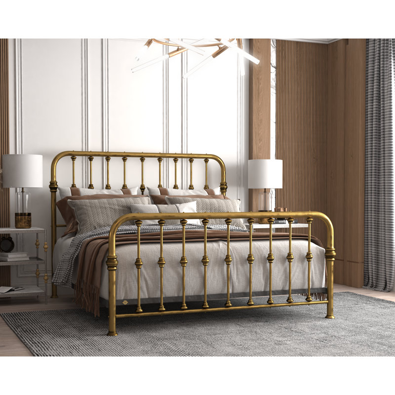114 Turn of the Century Bed | Complete Standard, Aged Brass Lacquered, King