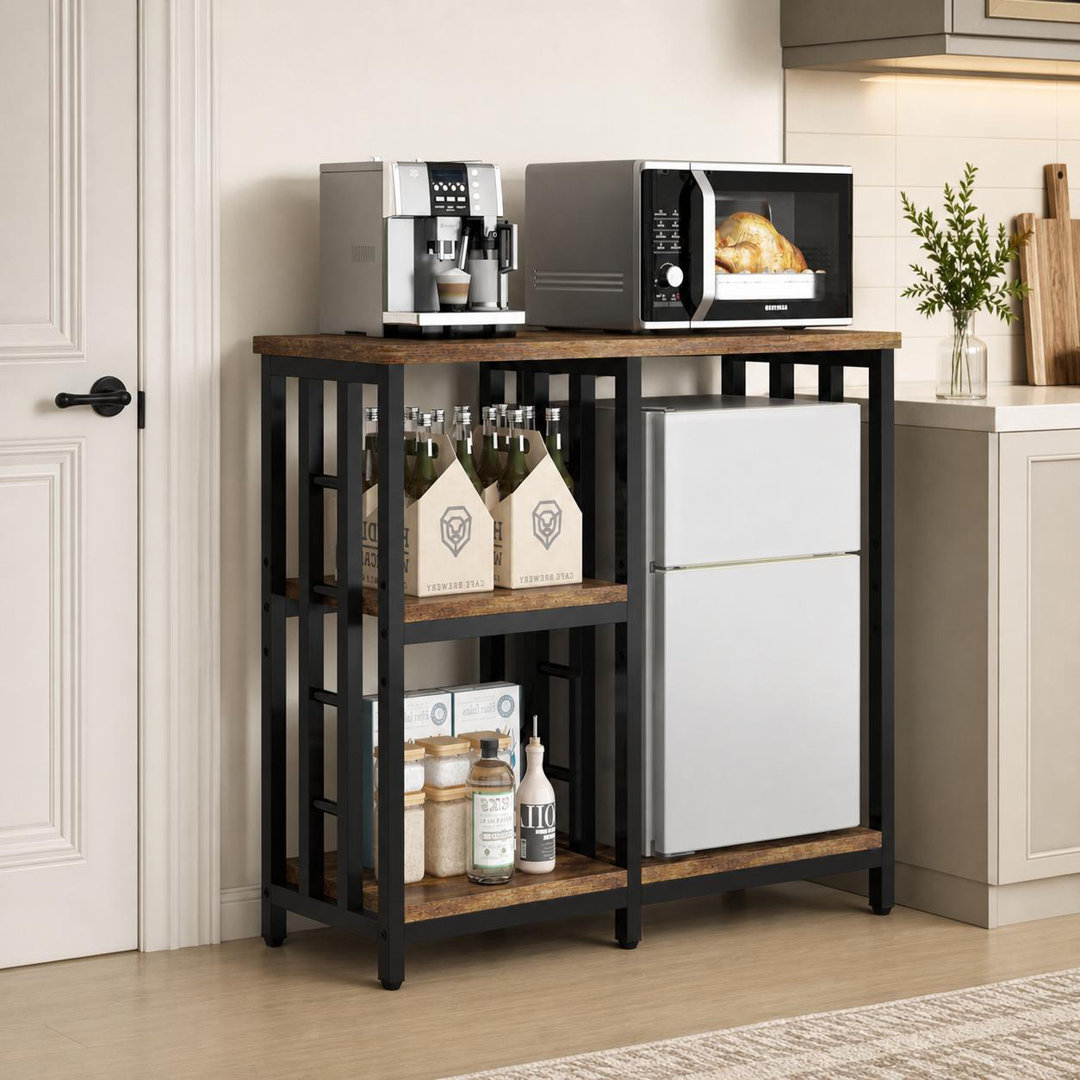 4-Tier Baker's Rack, Freestanding Microwave Stand with Storage Shelves, Space-Saving Vertical Organizer for Kitchen & Multi-Room Use, Brown