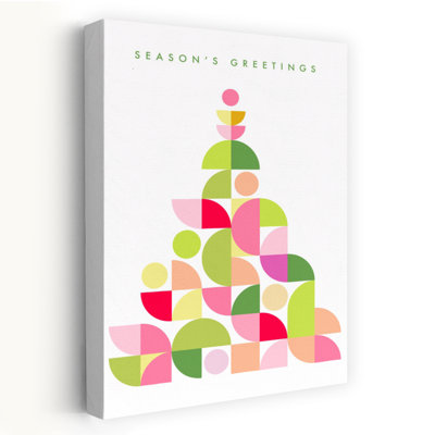 Abstract Geometric Christmas Tree Abstract Colorful Contemporary Christmas Tree Winter Landscape Wall Art Print by Dominique Vari - Wrapped Canvas Print