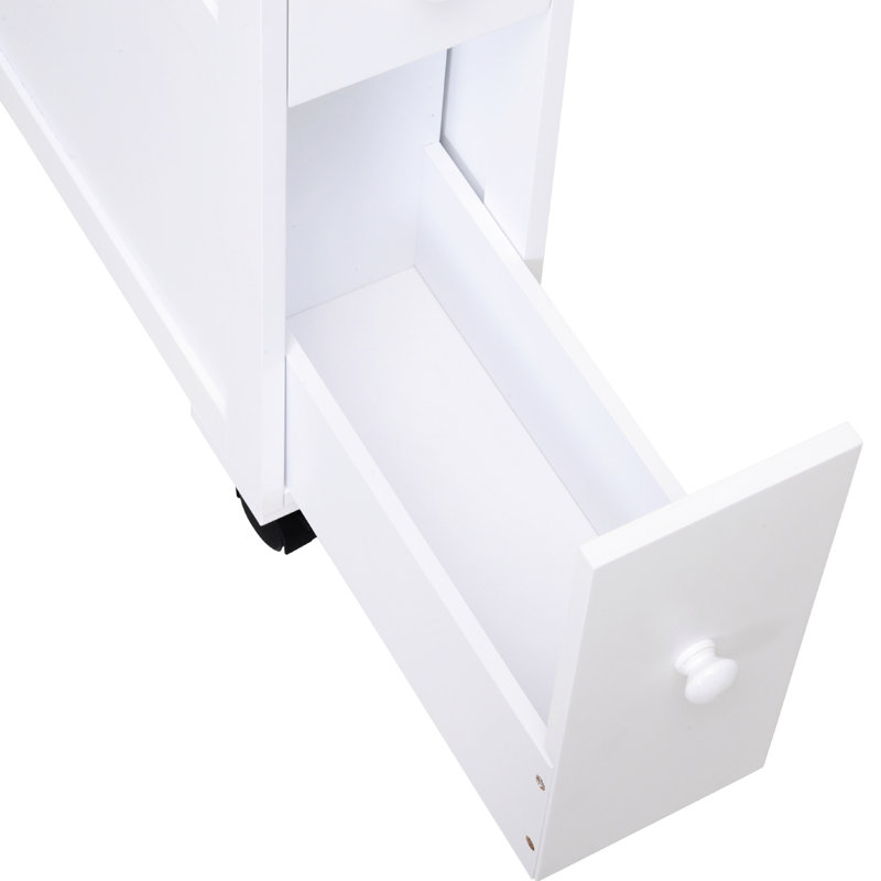 Armoire de rangement blanche avec roulettes et 2 tiroirs