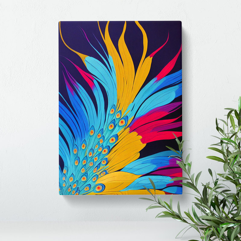 Peacock Feathers Abstract - Wrapped Canvas Print, 76cm H x 50cm W