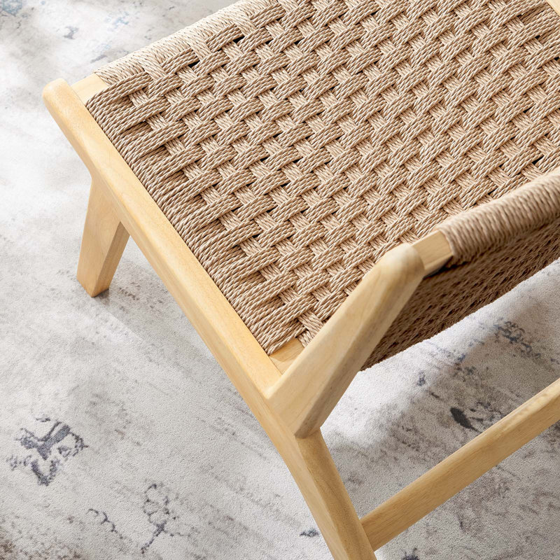 Modway Saoirse Woven Rope Wood Accent Lounge Chair, Natural, Natural Rope