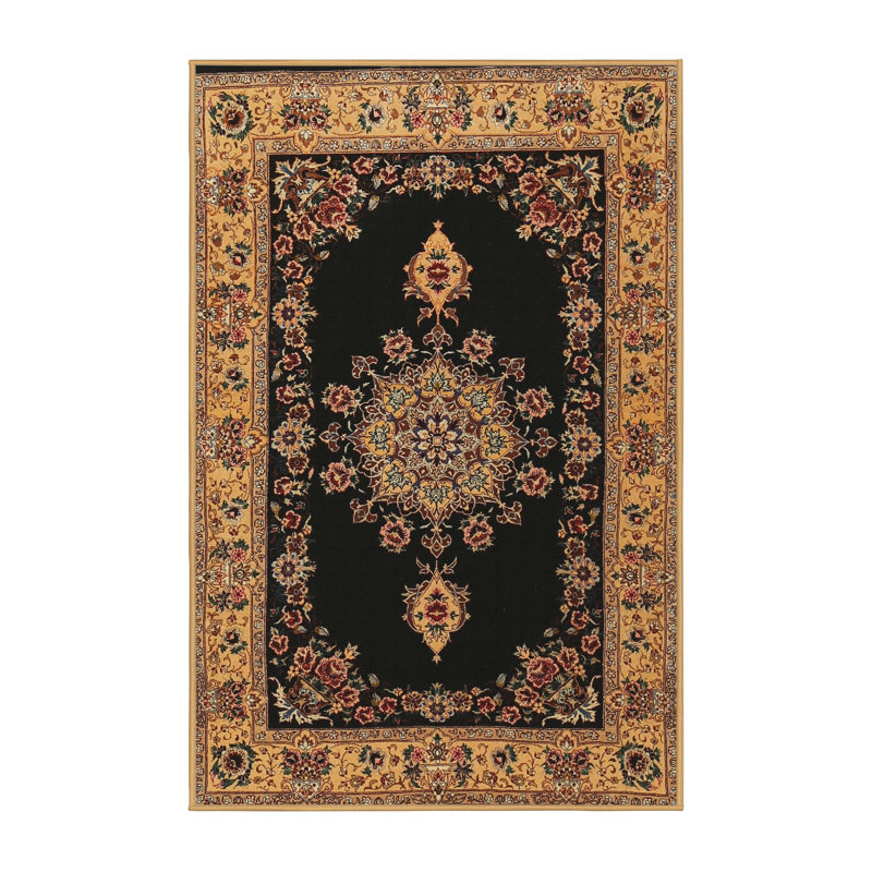 Tapis traditionnel noir / beige Corvi, Rectangle 5 pi x 7 pi