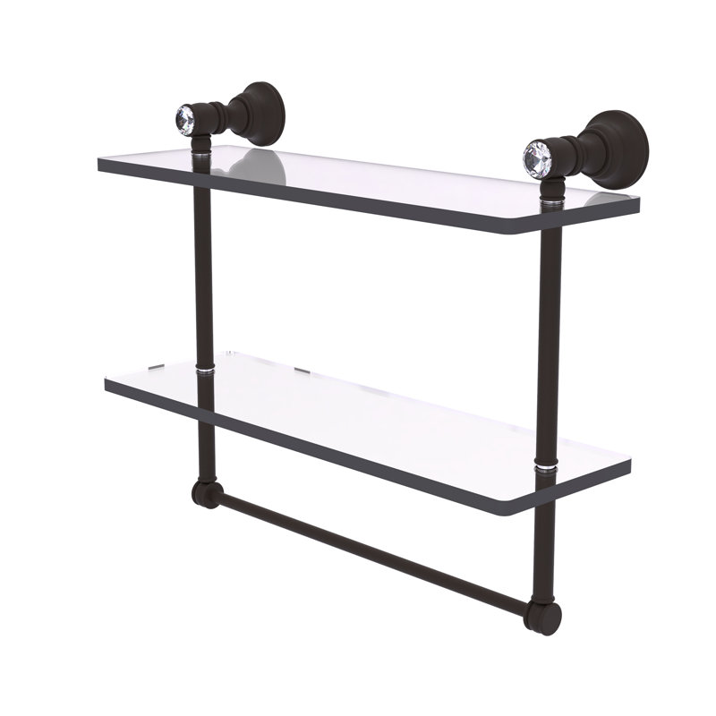 Étagère murale double en cristal Freyja, Bronze huilé, H 5,54 po x l 16 po x P 9,5 po