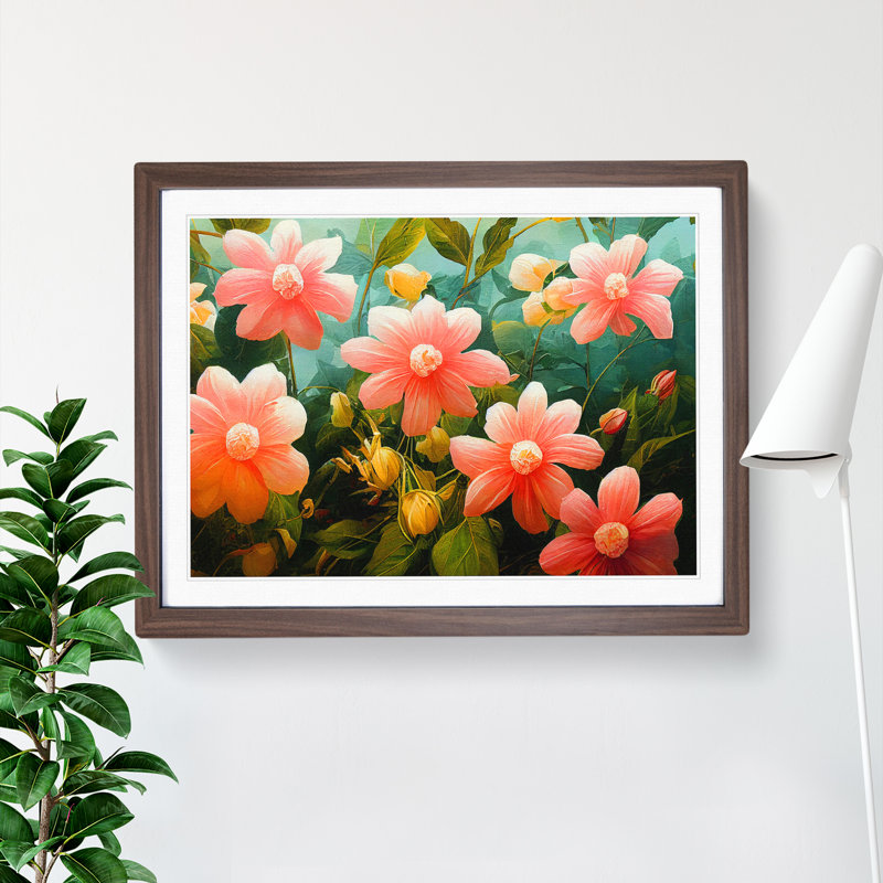 Breathtaking Flowers - Single Picture Frame Painting, 34cm H x 46cm W x 2cm D, Walnut Framed