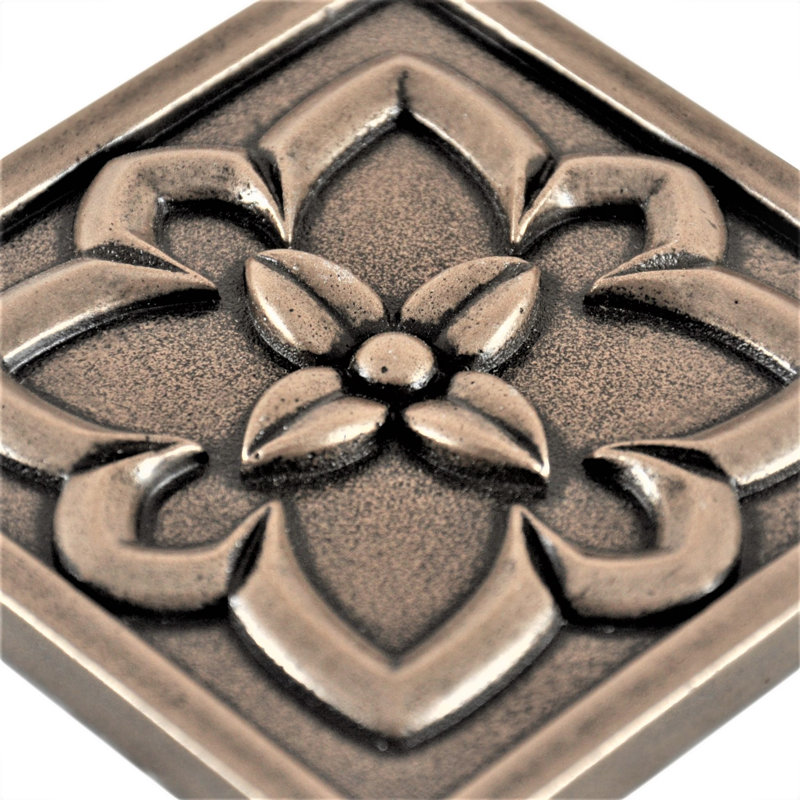 Crown 4'' x 4'' Hand Painted Resin Decorative Accent Tile, Bronze