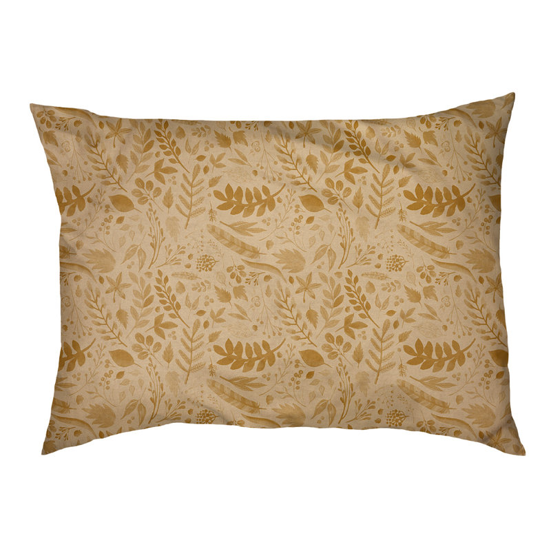 Oreiller d’automne à motif de feuillage d’automne, l 50 po x P 40 po x H 7 po, Jaune clair / brun
