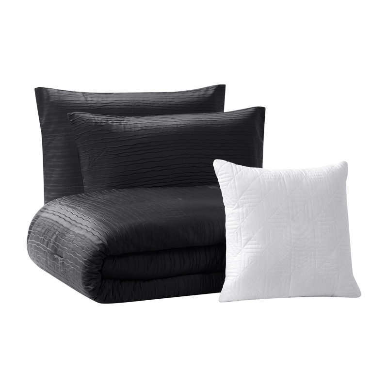 King Black Microfiber Reversible Bed in a Bag Set