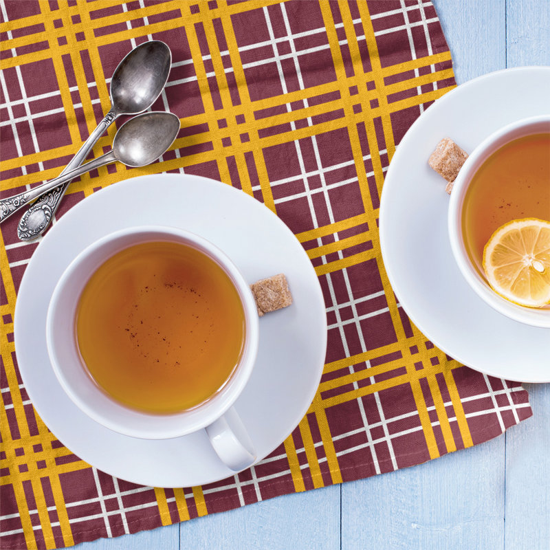 Plaid Tea Towel Kitchen Towel, Cotton Blend, Sangria/Yellow/White