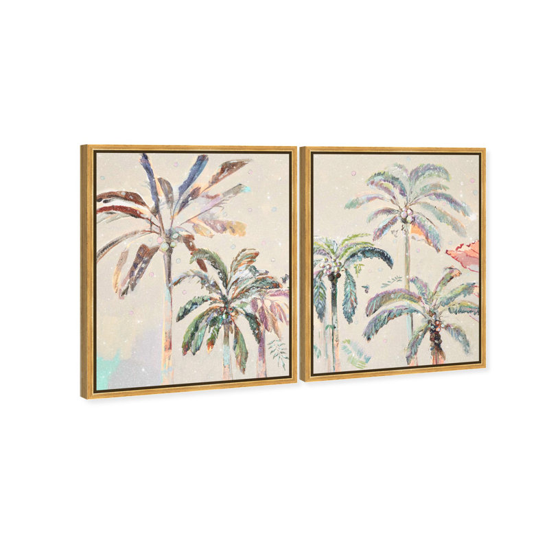 Oliver Gal Michaela Nessim - Inevitable Joy Noon Set Floral and Botanical - Diamond Dust Framed Canvas Art, 31" H x 25" W