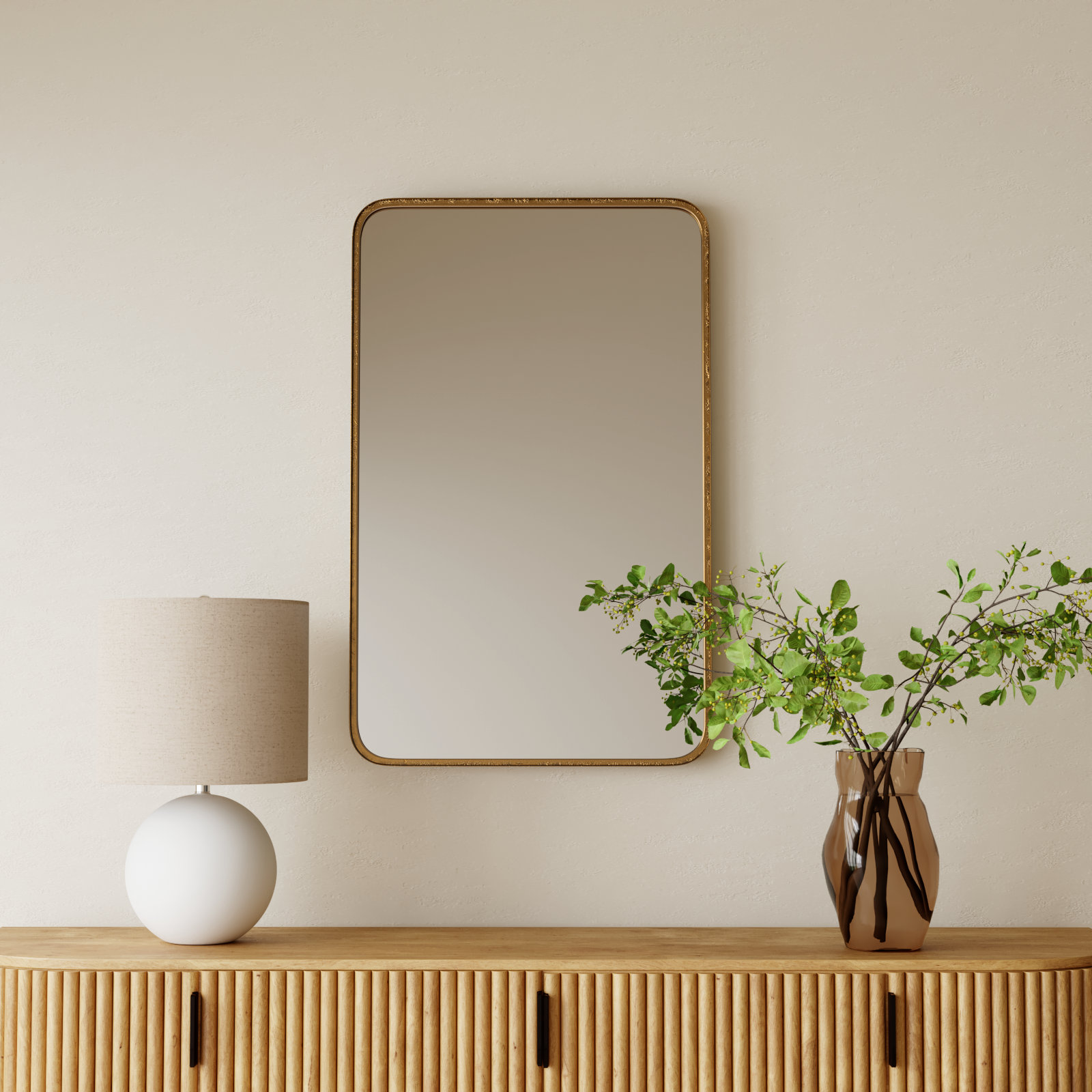 Adrienne Metal Wall Mirror, Gold Leaf, 38" x 24", 1