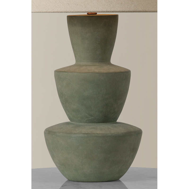 Kamas Table Lamp, Patina Brass/Ceramic Oak Moss