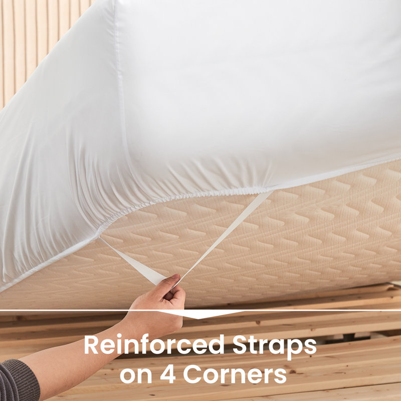 Double Brushed Microfiber Fitted Sheet With Straps Fits Up To 14, White, Full Fitted Sheet