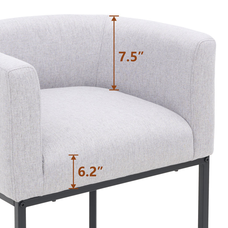 Upholstered Counter Height Stool with Metal Frame (Set of 6), Light Gray Seat/Black Frame, 6