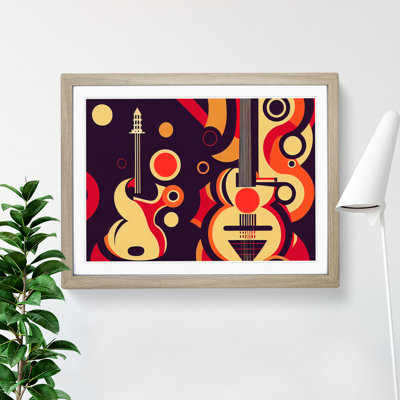 Art Deco Guitar 1 Piece Single Picture Frame Wall Art