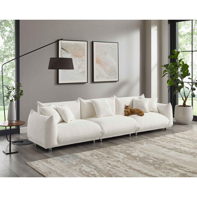 Amritha 316.2Cm Round Arms Sofa, Cream White