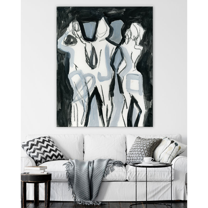Noir triple nus 1, H 40 po x l 32 po, Toile tendue