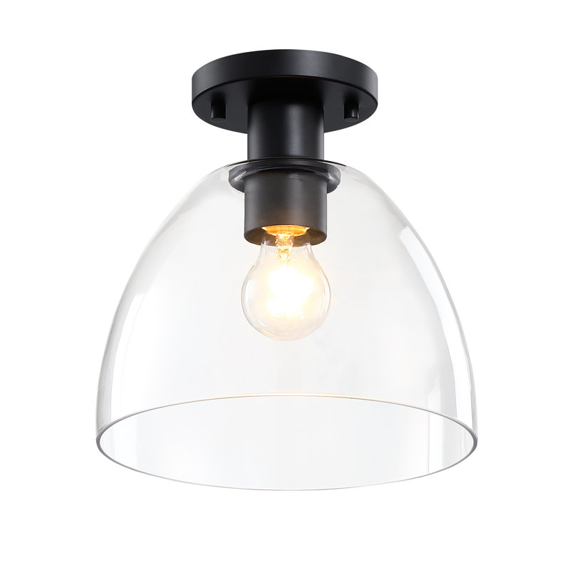 Viveka Glass Semi Flush Mount, Matte Black
