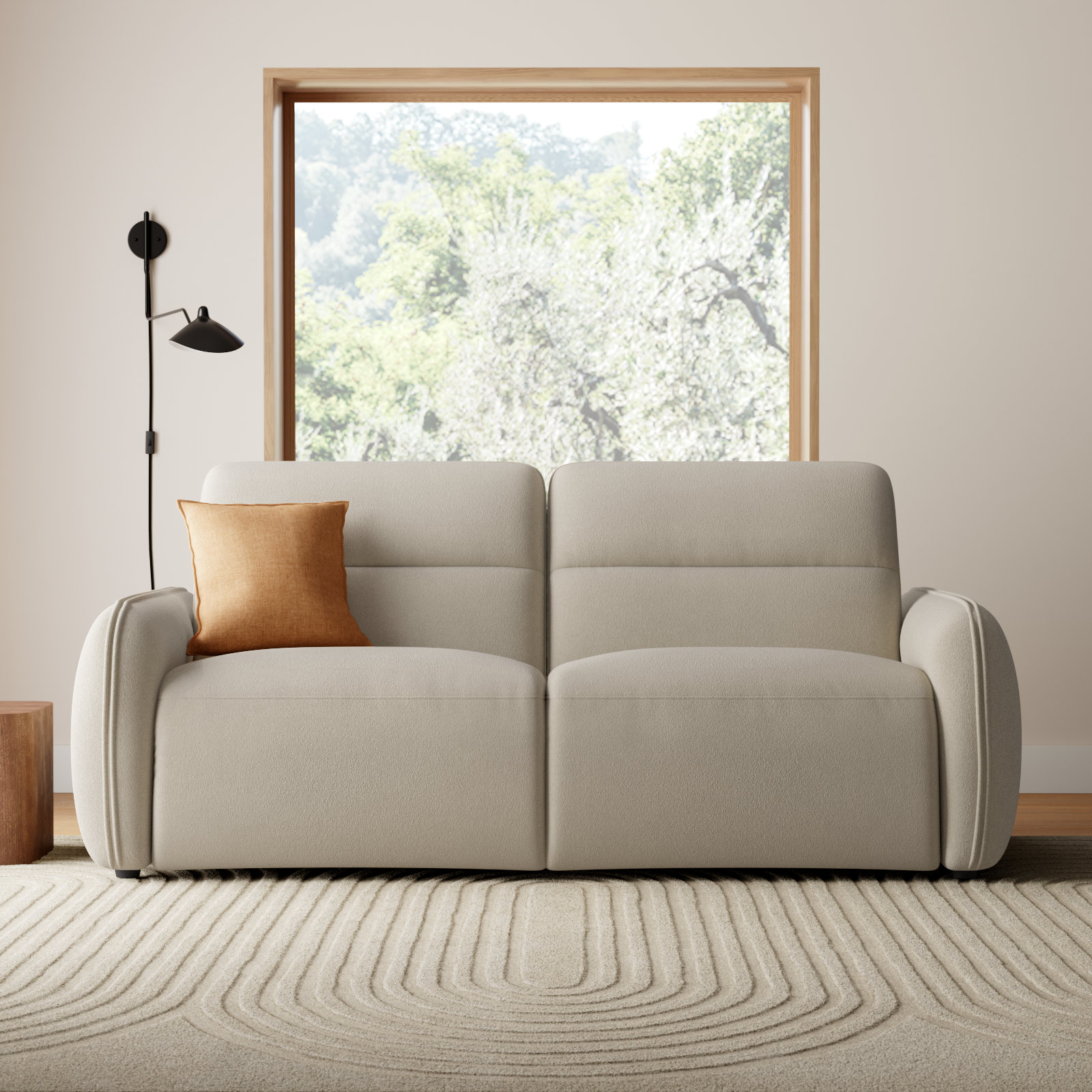 Bayne Reclining Upholstered Sofa, Elite Sand Chenille