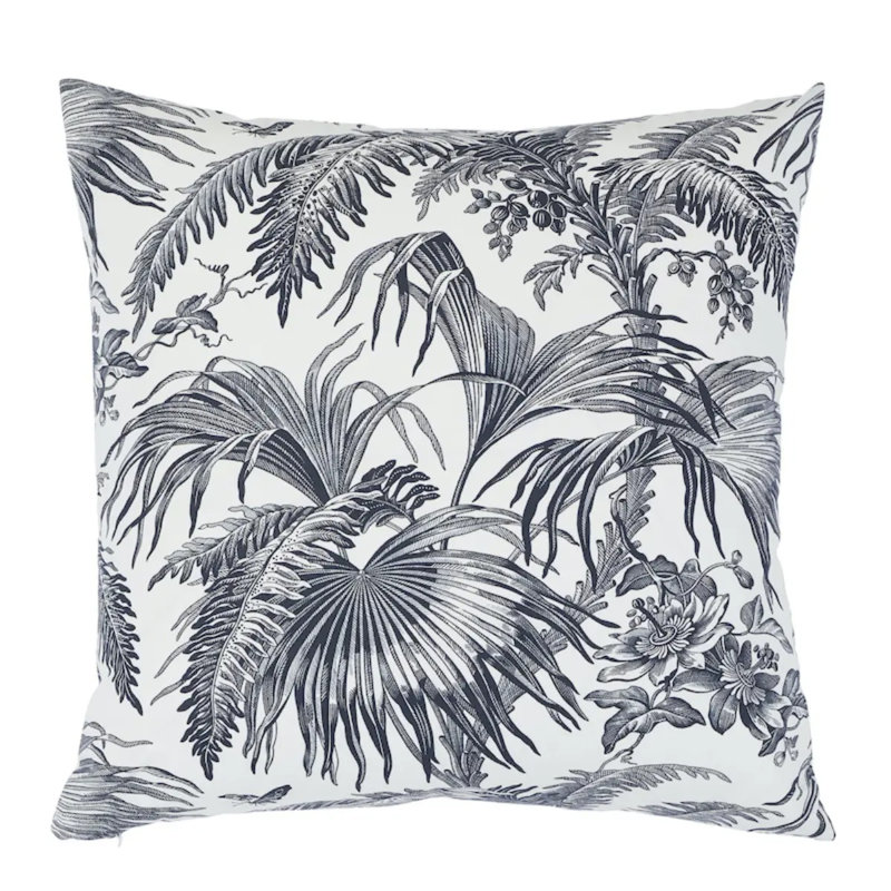 Schumacher x Jill Lasersohn Toile Tropique Pillow, Black