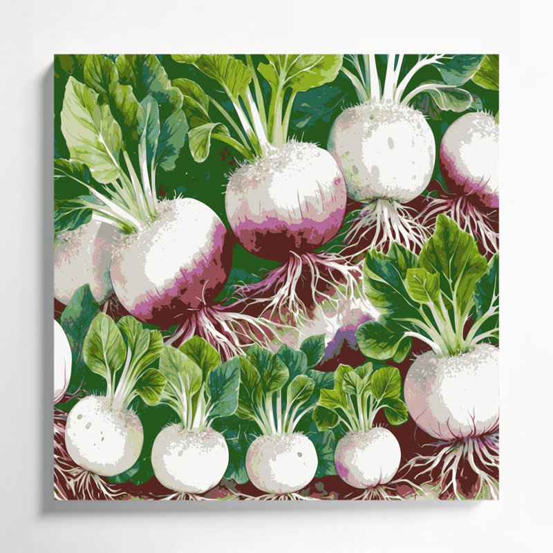 Art mural sur toile, légumes et radis Daikon, H 12 po x l 12 po