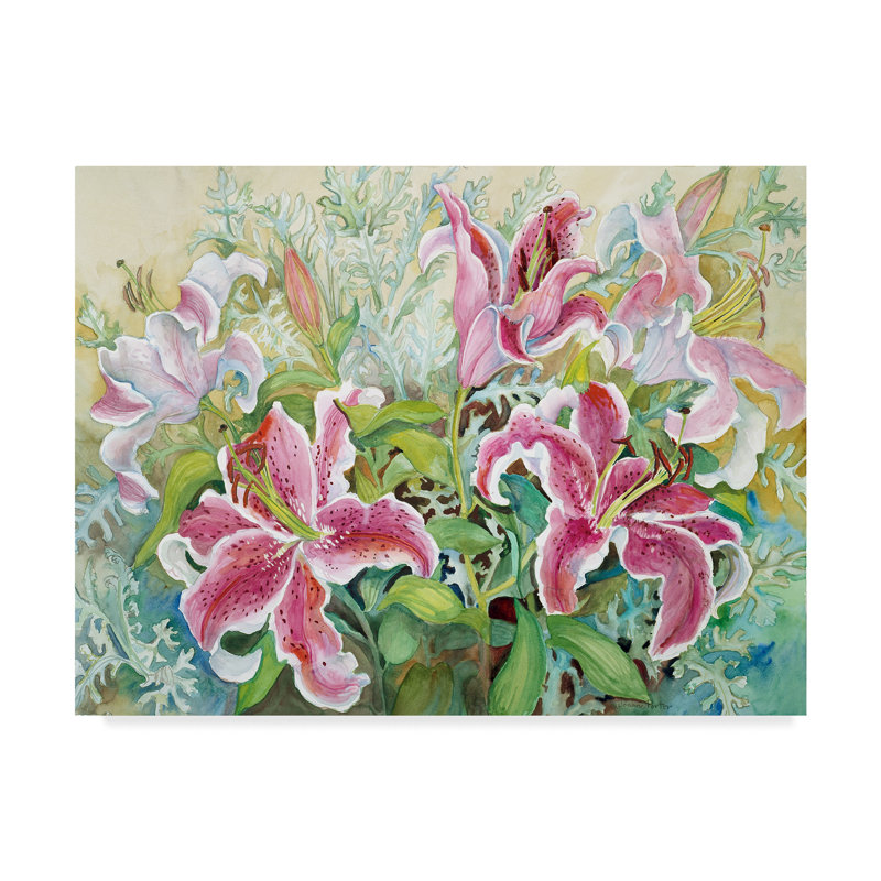 Pink and White Floral Canvas Art in Landscape Frame