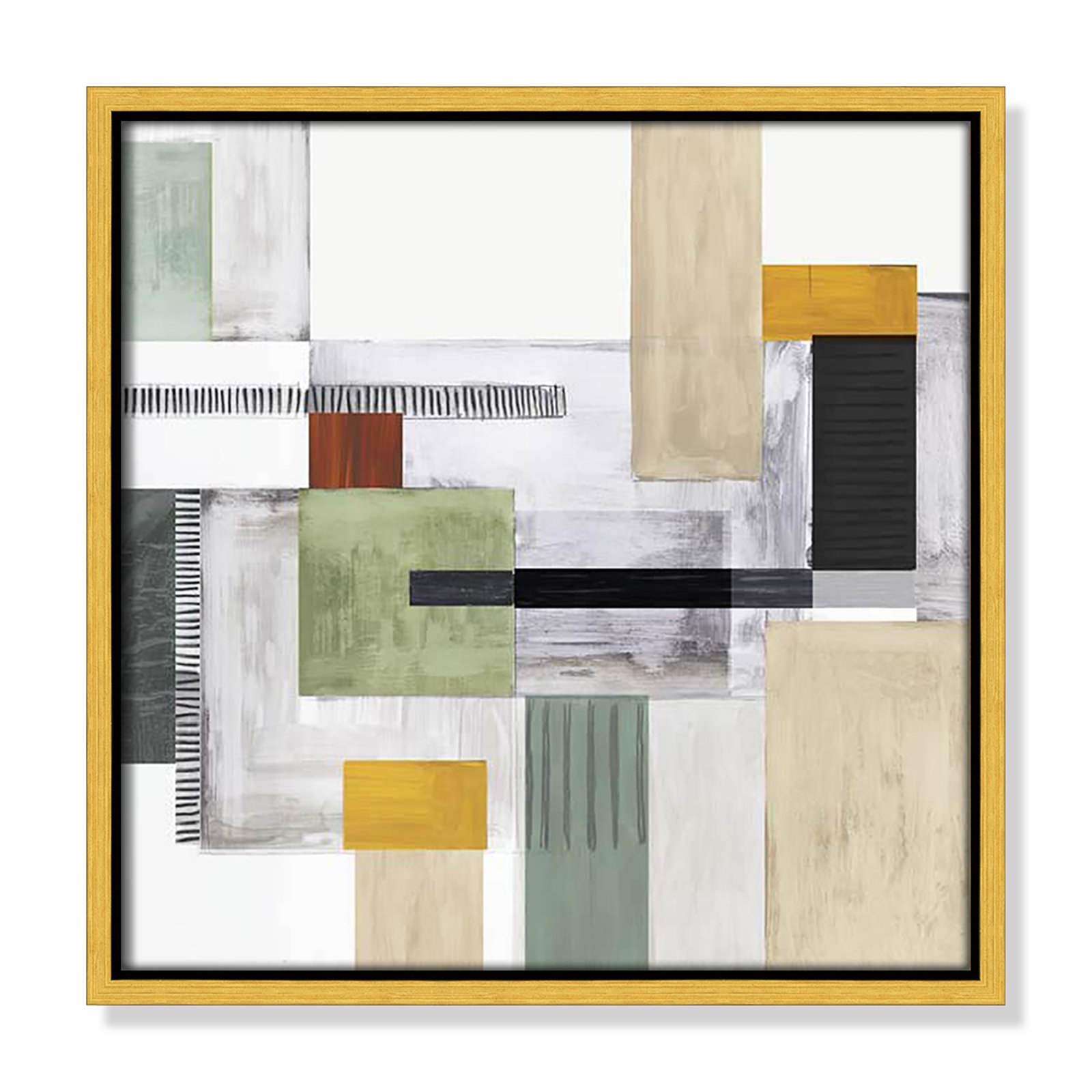 Playful Blocks Print, 13.5" H x 13.5" W x 2" D, Gold Floater Framed