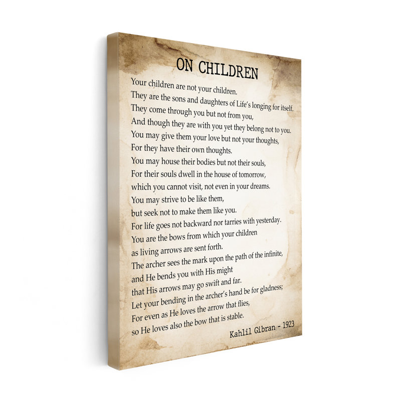 Citation «On Children», Unframed, Canvas, 24"H x 32"W