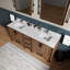 80 po Grand meuble-lavabo double rustique pour la salle de bain, comptoir en marbre de culture, 30 miroirs, conception à fermeture en douceur, deux armoires et cinq tiroirs avec salle de bain 81 W avec fonction de fermeture, grand