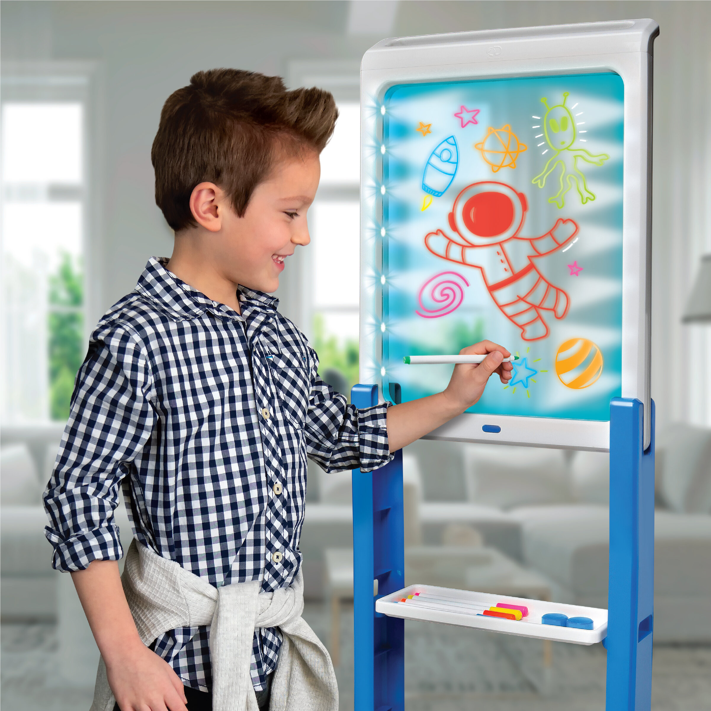HOMCOM 2-In-1 Kids Table and Chair Set Drawing Board Age 1-3