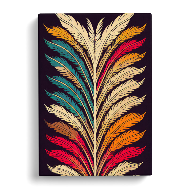 XC1022-3795X Retro Feathers No.3 - Wrapped Canvas Print, 60cm H x 40cm W x 3cm D