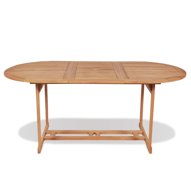 Rosalva Oval Teak Wood Outdoor Dining Table With Umbrella Hole , cm W 90cm cm D, H75 x W90 x L180cm