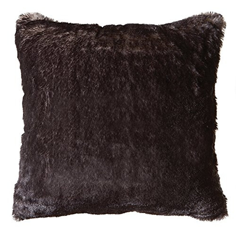 Faux Fur Throw Pillow, Dark Brown